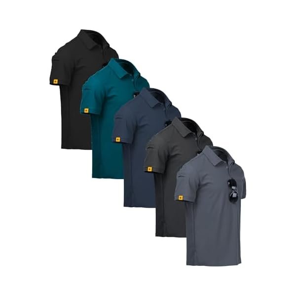 5 Pack Mens Polo Shirts Short Sleeve Athletic Golf Polo Shirt for Men Casual Collared Summer Multipack T-Shirts