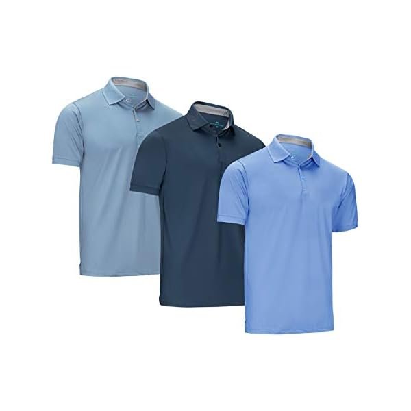 [3 Pack] Mio Marino Golf Polo Shirts for Men - Dry Fit - Ultra-Light Fabric