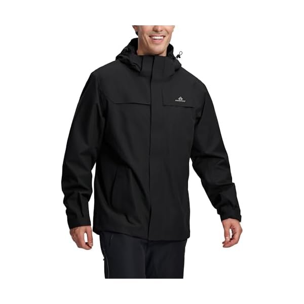 Men's Waterproof Rain Jacket Lightweight Hooded Shell Coat for Hiking & Outdoor with 3 Pockets Windbreaker