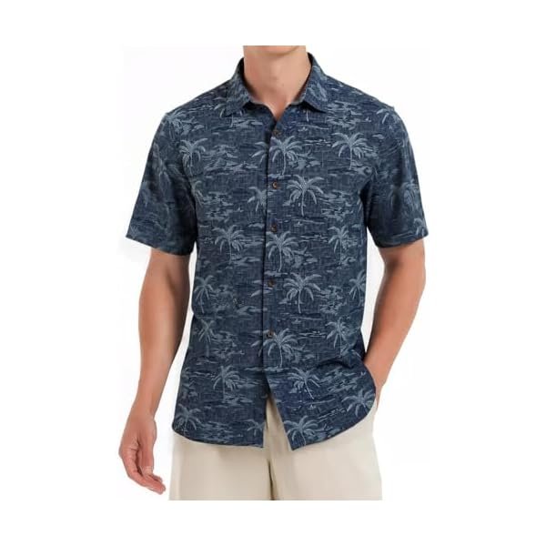 Mens Hawaiian Shirts Silk Botton Down Short Sleeve Shirts Tropical Casual Beach Shirt Camp Shirts